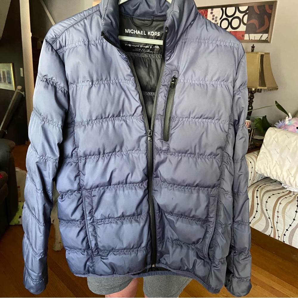 Blue Michael Kors Premium Down Blend Packable Jacket